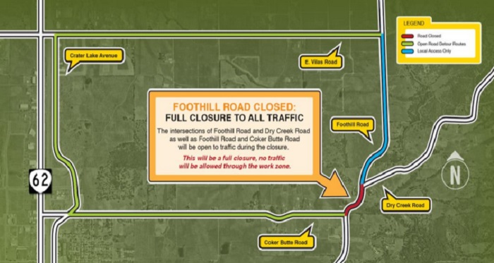 Foothill Road in Medford to Close for Culvert Repairs Starting Friday